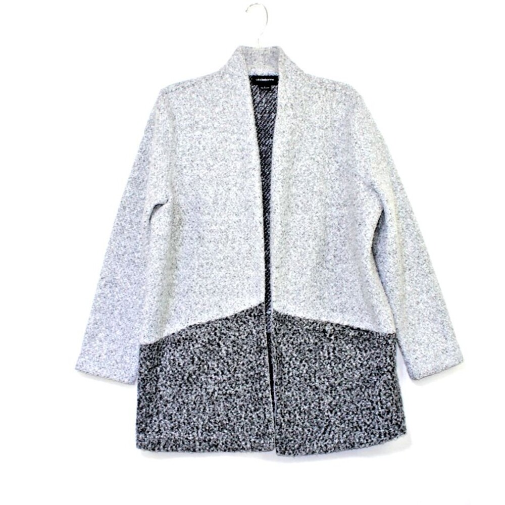 Liz Claiborne Career Women's Grey Long Sleeve Open Front Cardigan Sweater Sz L